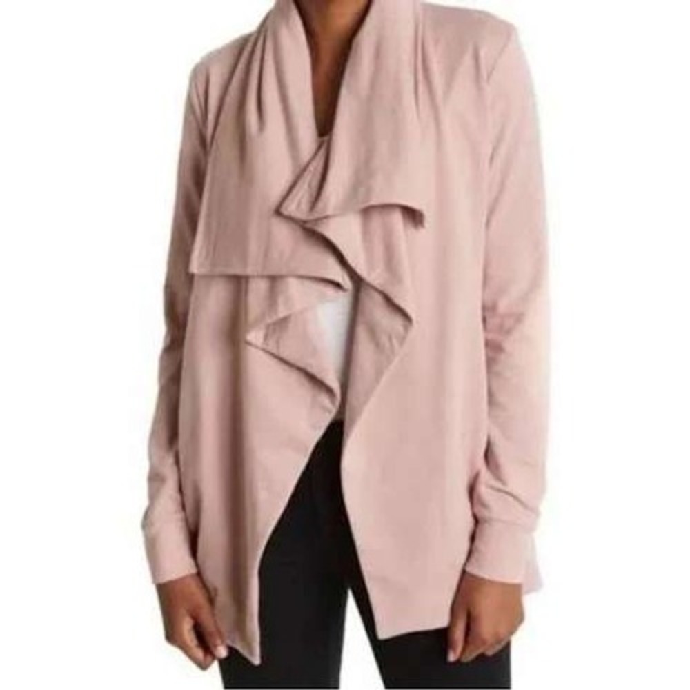 AllSaints Pink Draped Waterfall Cardigan Open Front Jacket S‎ Lagenlook